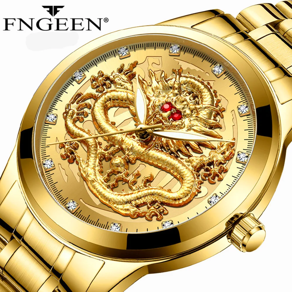 

FNGEEN New Top Brand Luxury Watches Men Waterproof Diamond Wristwatch Male Fashion Calendar Quartz Watch Relogio Masculino