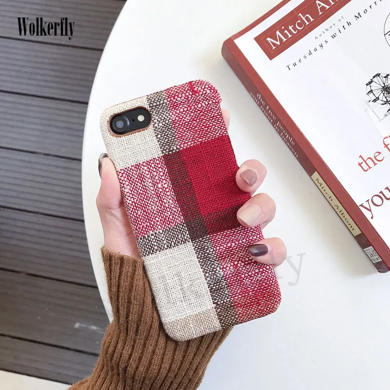 

For Redmi Note 5 Pro 5 Plus Case Grid Cloth Case For Xiaomi Mi 8 Lite MI8 SE 6x 5x A1 A2 Mix 2s Note 3 Lattice Fabrics PC Cover