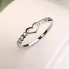 Huitan-anillo de compromiso con forma de corazón amor para mujer, sortija Simple, plata, con circonita cúbica ► Foto 2/6
