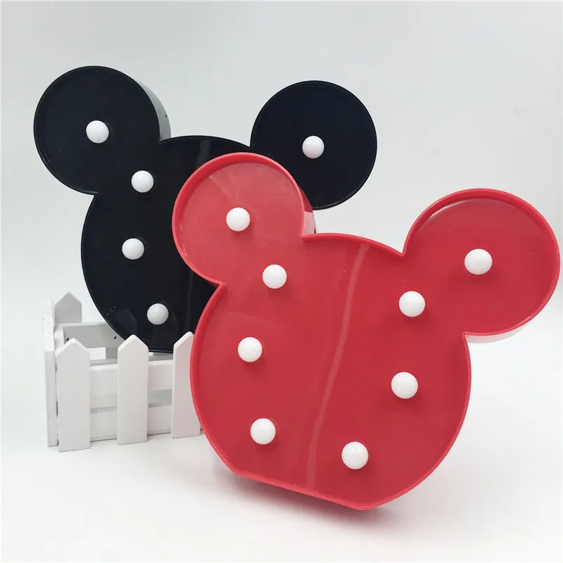 2PCS Leedome 3D романтический лампа LED ночник Микки Стиль лампы шатер дома Рождество AA Батарея светодиодный ночник для домашнего декора - Испускаемый цвет: 2PCS