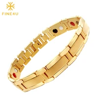 

FINE4U B063 Men's Health Bracelets & Bangles Energy Magnetic Germanium Bracelet 316L Stainless Steel Charm Bracelets For Men