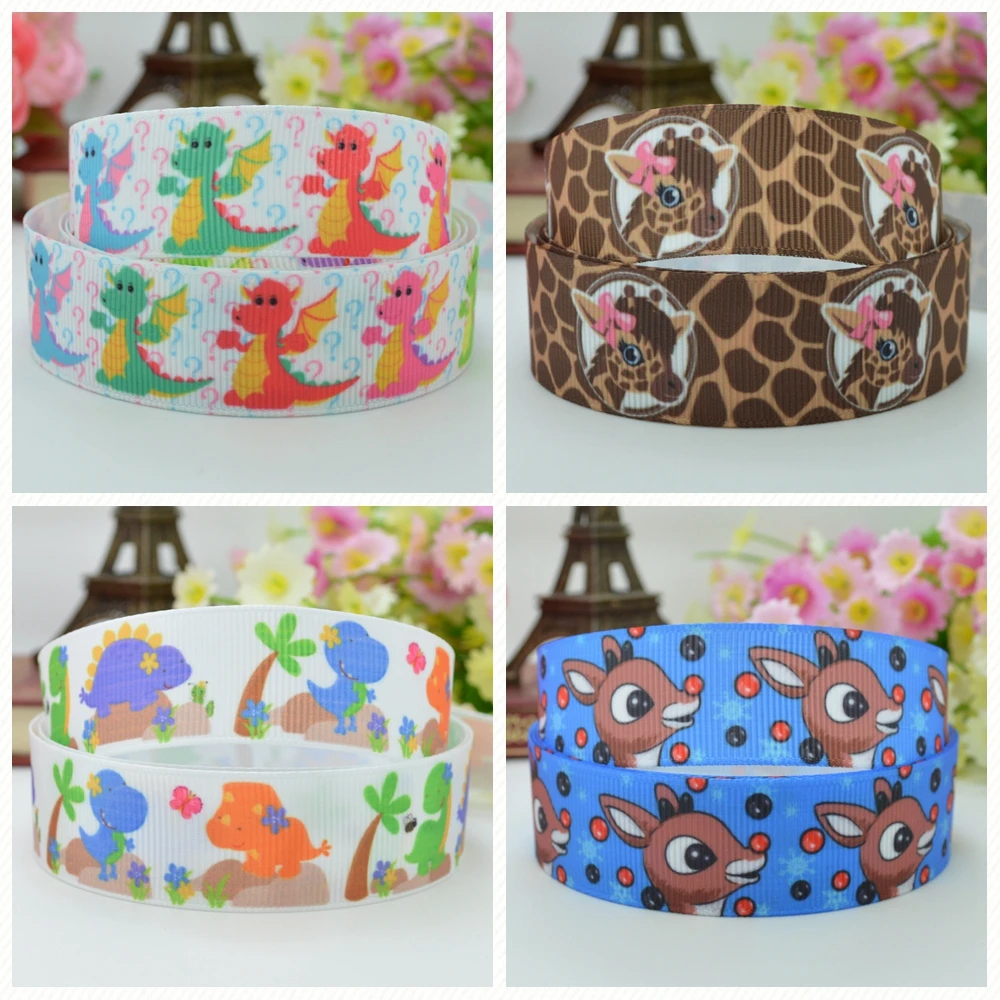 

DUWES 7/8" 22mm 2 5 10 20 50 Yards dinosaur giraffe Animal Printed grosgrain ribbon hair bow DIY handmade Retail