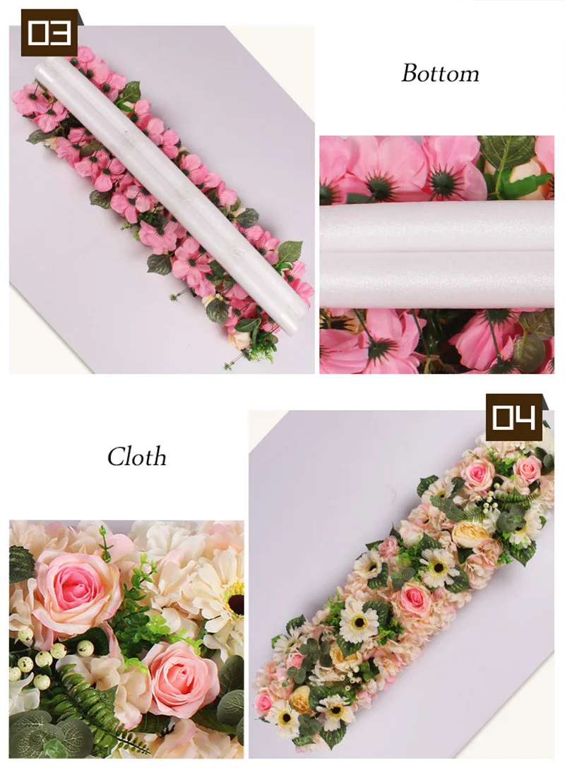 Flone Artificial Silk Fake Flowers 100cm Wedding Rose Flowers Row Wedding Scene Layout Flower Road Wall Arch Door Decoration (4)