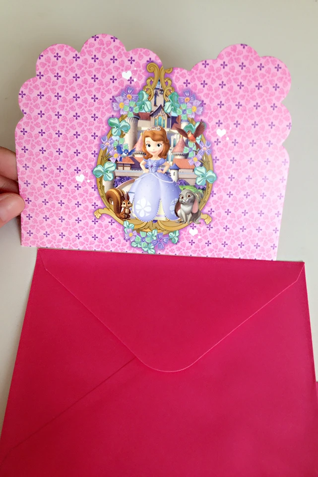  12pc/lot Cartoon Sophia Princess Invitation Card Sophia Princess Birthday Party Decorations KidsPar - 32965488681