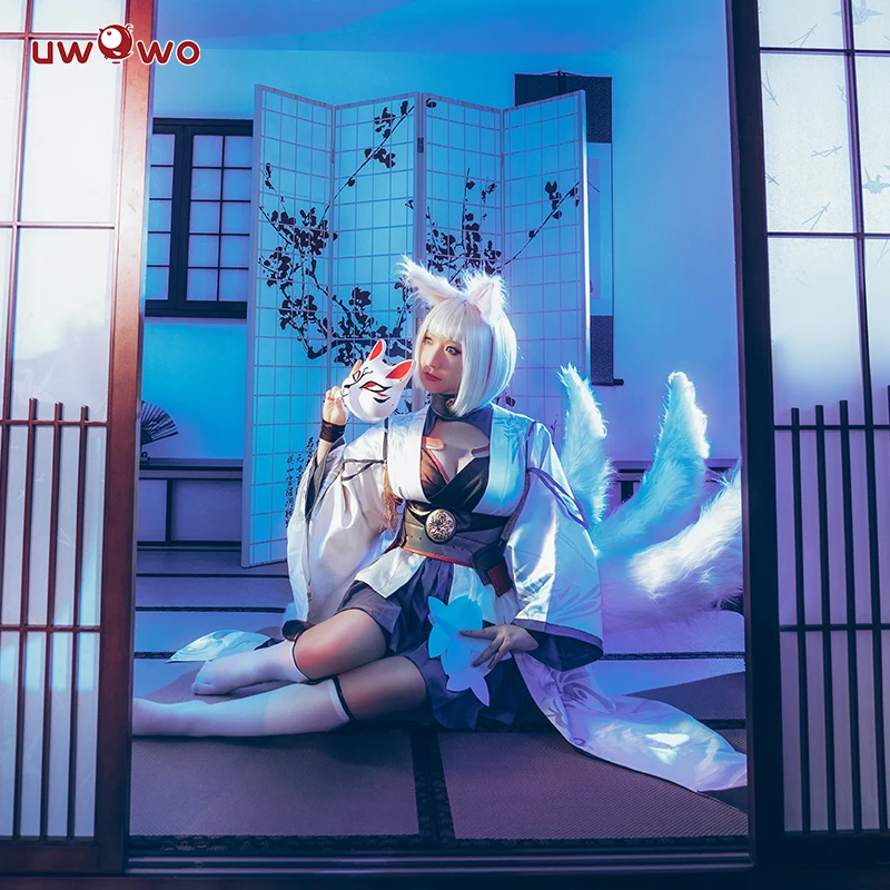 UWOWO Kaga Azur Lane Cosplay Anime Azur Lane Costume Kaga Fox Kimono Cosplay Costume Women