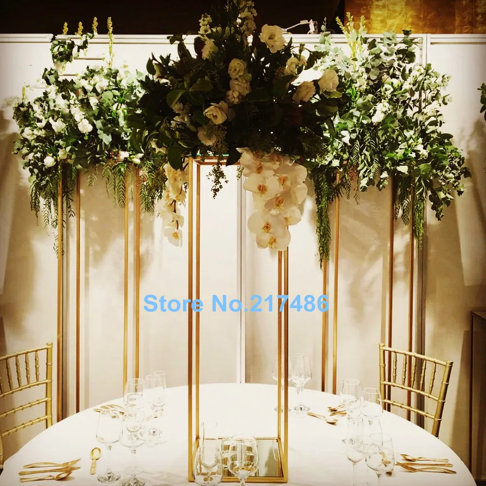 New Style Wedding Metal Gold Color Flower Vase Column Stand For