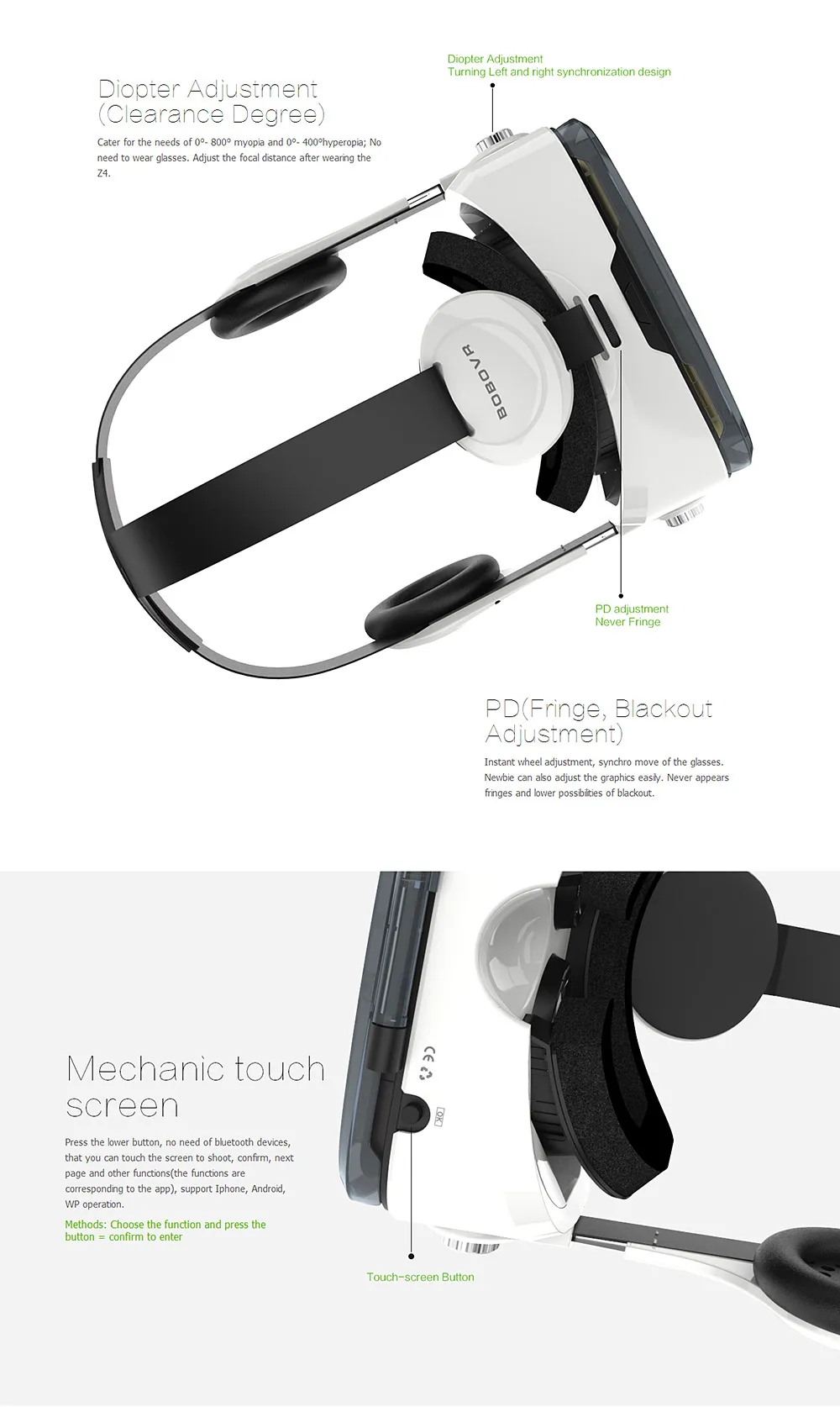 Xiaozhai BOBOVR Z4 Virtual Reality 3D glasses 120 Degrees FOV VR Box Headset 3D Movie Video Game with Headphone_5