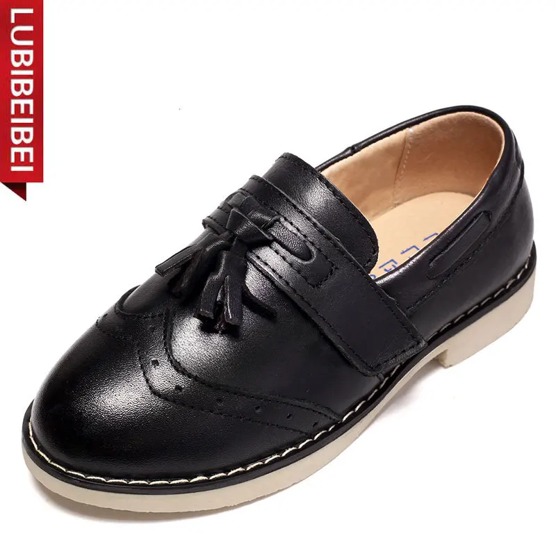 LUBIBEIBEI черные ботинки школьные детские ботинки из натуральной кожи брендовая модная обувь детская повседневная обувь для мальчиков британский стиль KS97 - Цвет: black