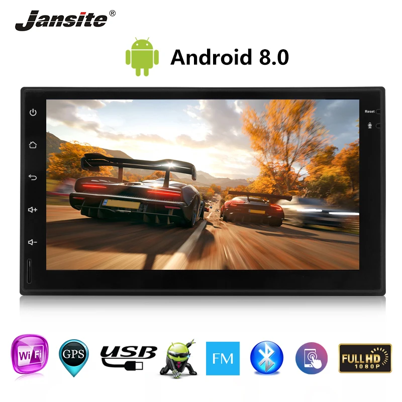 

Jansite 7 inch 2 din Car Radio Android 8.0 Touch Screen Player GPS Navigation Wifi High Definition Car Stereo with Backup camera