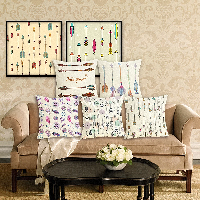 Arrow Print Cushion Cover Decorative Sofa Cushion Case Throw Pillow Car