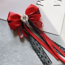 Элегантные женские офисные вечерние свадебные галстуки с бусинами и бантом, винтажные кружевные Стразы кристалльная бабочка, форменная ленточка с бантиками