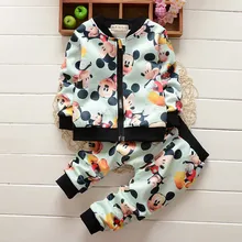 2016Fashion Children Clothing Set Girls Cartoon Minnie Spring Autumn Baby Kids Clothes Sets Boys Long Sleeve Jacket Pants Suits