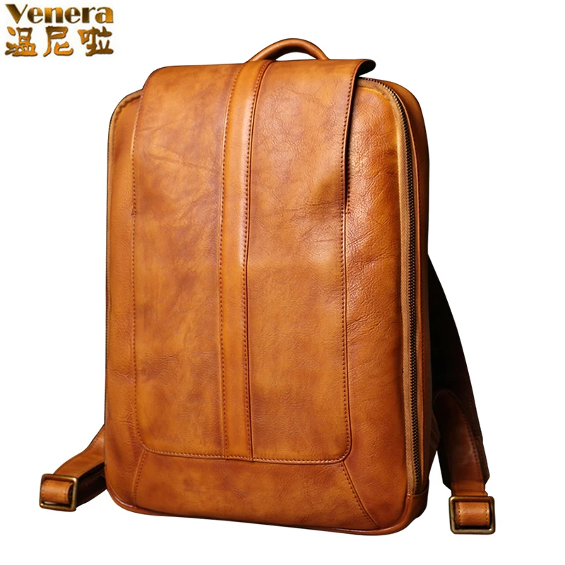 HANSOMFY, мужской рюкзак из натуральной кожи, Повседневный, 14 дюймов, 15,6 дюймов, сумка для ноутбука, Ретро стиль, деловая мужская сумка, винтажная, Школьная, дорожная, Наплечная Сумка
