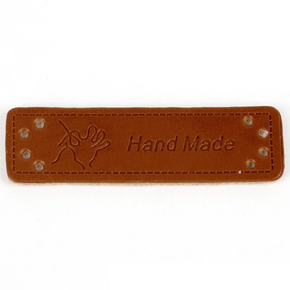 

Embossed Sticker Tags For Clothes Rectangle Handmade PU Leather Flag DIY