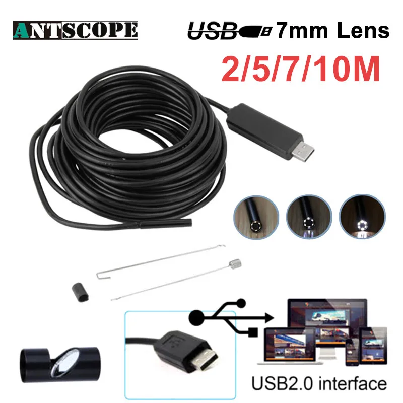 Antscope Wifi Endoscope 8mm 2/5/7/10M Hardwire Endoscopio Android 720P iOS Iphone 7mm Softwire Endoscope Camera USB Endoskop 30