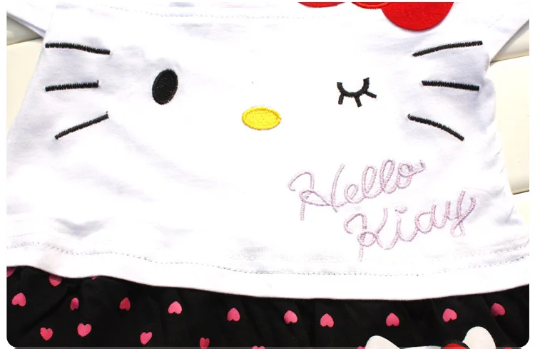 Летний комбинезон для маленьких девочек; Милые цельнокроеные комбинезоны одежда из хлопка с принтом «hello kitty» для маленьких девочек;