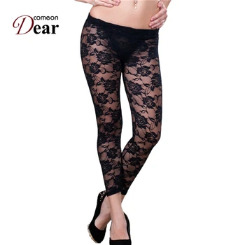 

Comeondear Leggings Women Push Up Leggings Womens Clothing TB208 White And Black Transparent Fashion Lace Slim Leggings Women