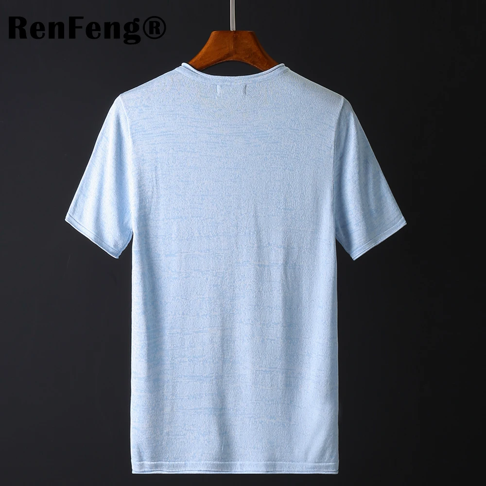 Pack of 2 Autumn Streetwear T-shirts 2018 Mens Sweater Men V-neck T Shirt Slim Fit Pullover Sueter Hombre Knitwear Pull Gray Blue (5)