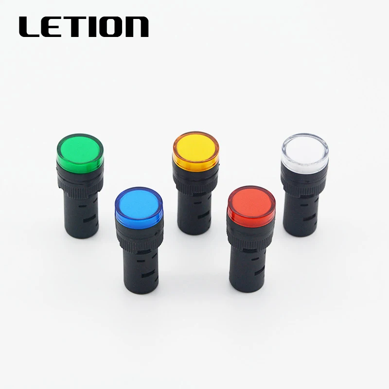 

1pcs 12V 24V 220V 16mm Panel Mount LED Power Indicator Pilot Signal Light Lamp Red Blue White Green Yellow LETION AD16-16C
