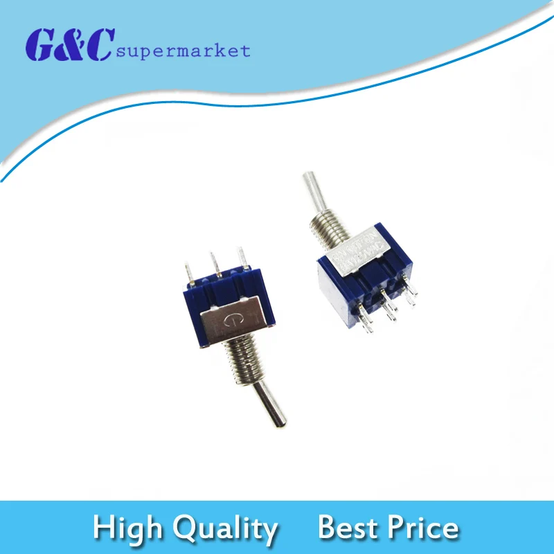 

6PCS/LOT MTS-203 ON-OFF-ON 6 Pin 3 Position Mini Latching Toggle Switch AC 125V/6A MTS203