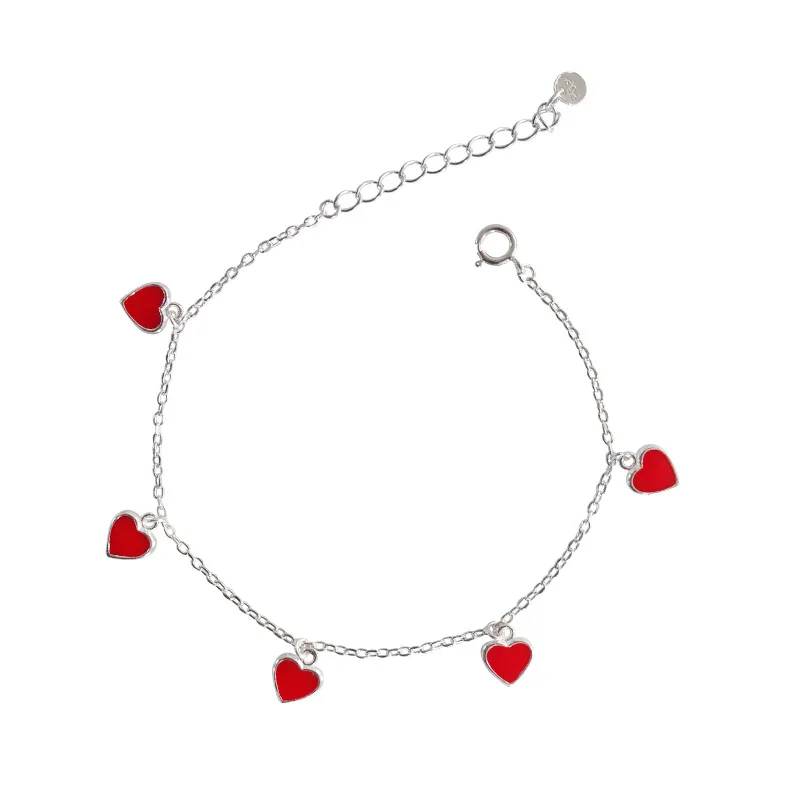 

Holiday Red Hearts 925 Sterling Silver Adjustable Bracelet