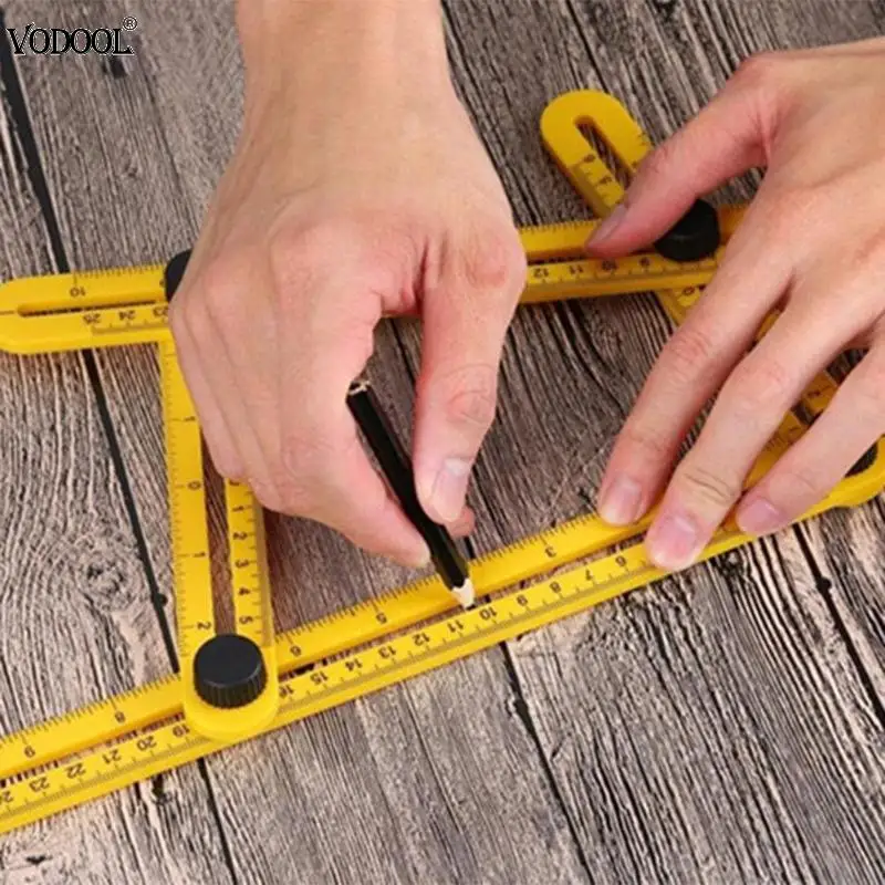 

VODOOL ABS Foldable Multi Angle Ruler Template Tool 4 Folding Flexible Measuring Instrument Tile Measuring Indoor Outdoor Tool