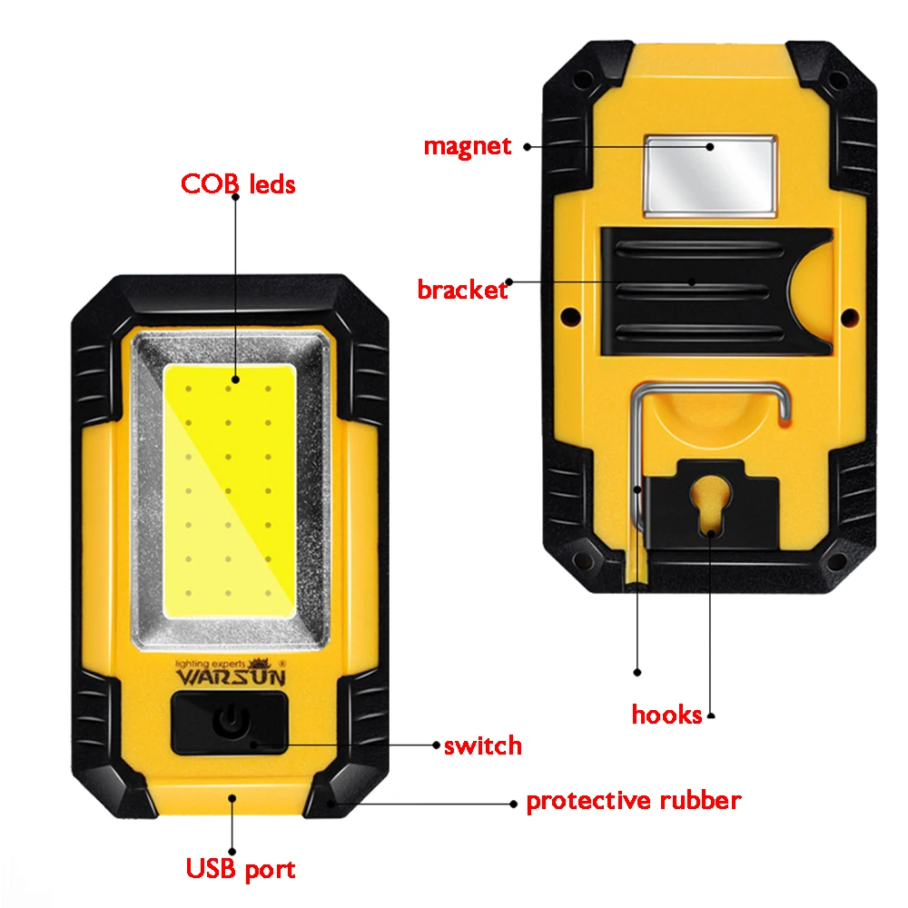  30 Watts Bright 21 LEDs COB Camping Tent Light Lampe Magnet Work Lamp Portable USB Rechargeable Cam - 32922079120