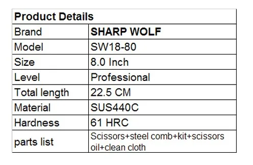 8 дюймов "острый волк" SUS440C ножницы для ухода за домашними животными резка и изогнутые и филировочные ножницы+ расческа из нержавеющей стали+ kits-K647