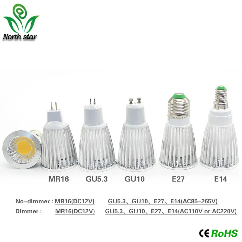

Super Bright E27/E14/GU10/MR16 GU5.3 9W/12w/15w COB LED Spotlight Bulbs Light 110V/220V/12V Dimmable Led Warm/Cool White 85-265V