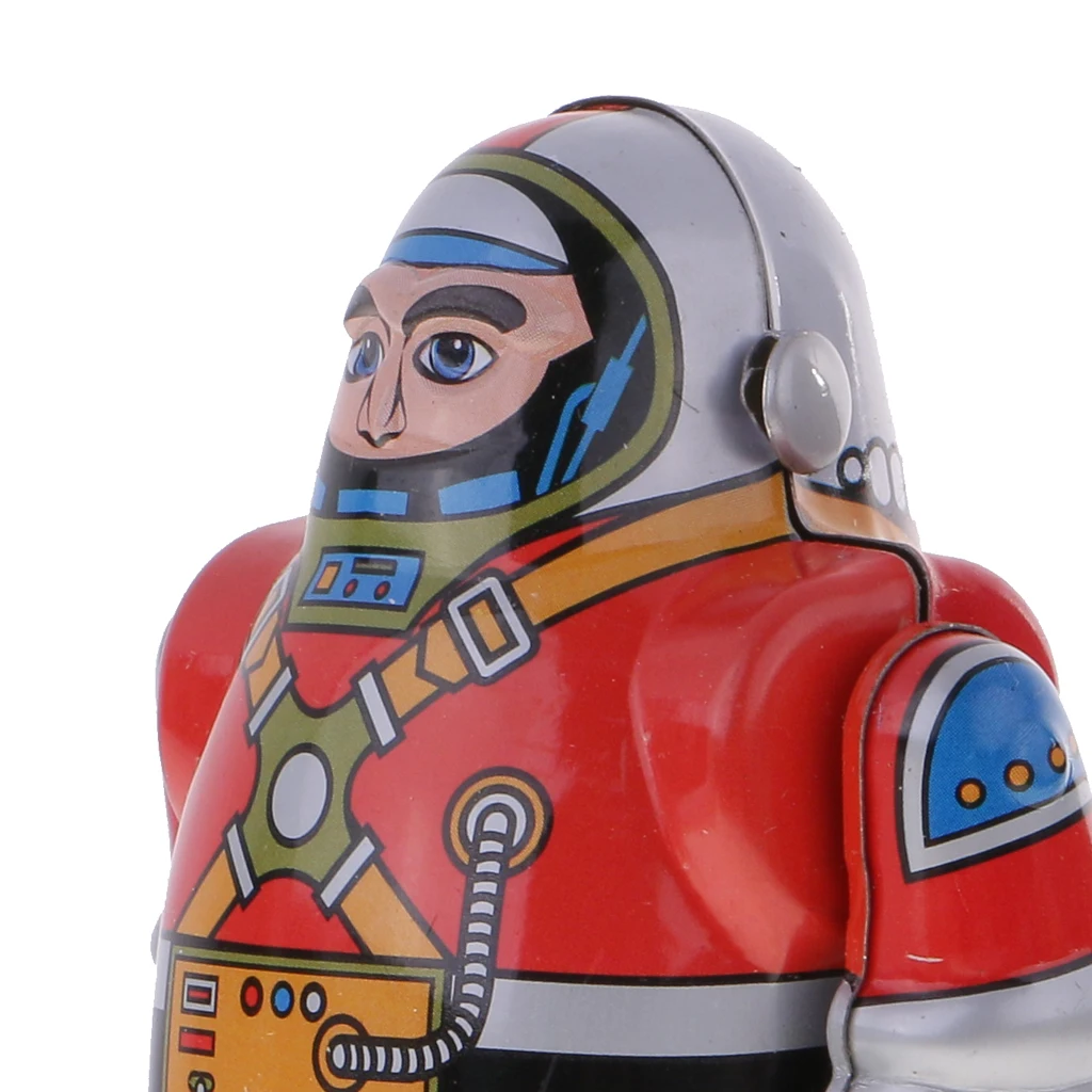 MagiDeal 1Pc Retro Wind Up Clockwork Mechanical Walking Tin Astronaut Robot for Children Boys Birthday Gift