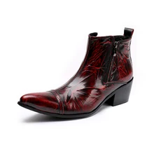 Винтажные мужские ковбойские ботинки с острым носком и шипами в итальянском стиле из натуральной кожи на высоком каблуке, мужские ботильоны martin ручной работы Sapatos Hombre