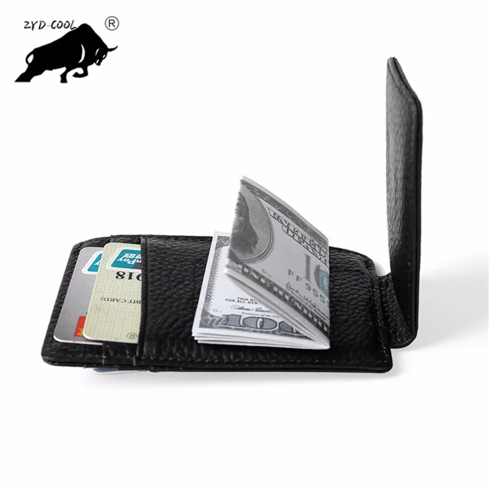 

ZYD-COOL 2017 New Arrival Money Clips Vintage Leather Pocket Clamp For Money Magnet Magic Money Clip Wallet Card & ID Holders