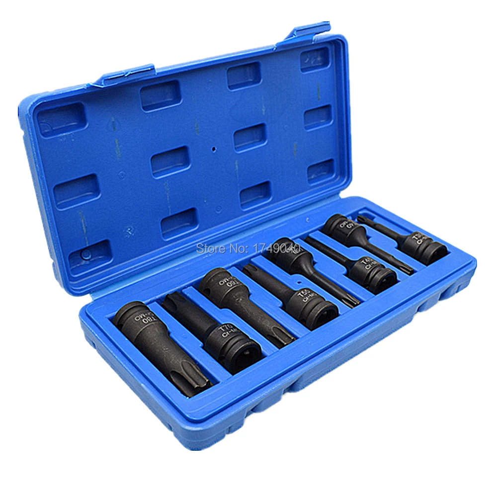 8 шт. ударный Torx Star Bit Socket Set T30 T40 T45 T50 T55 T60 T70 T80 CR MO Отвертка Гнездо 1/2 &quotКвадратный
