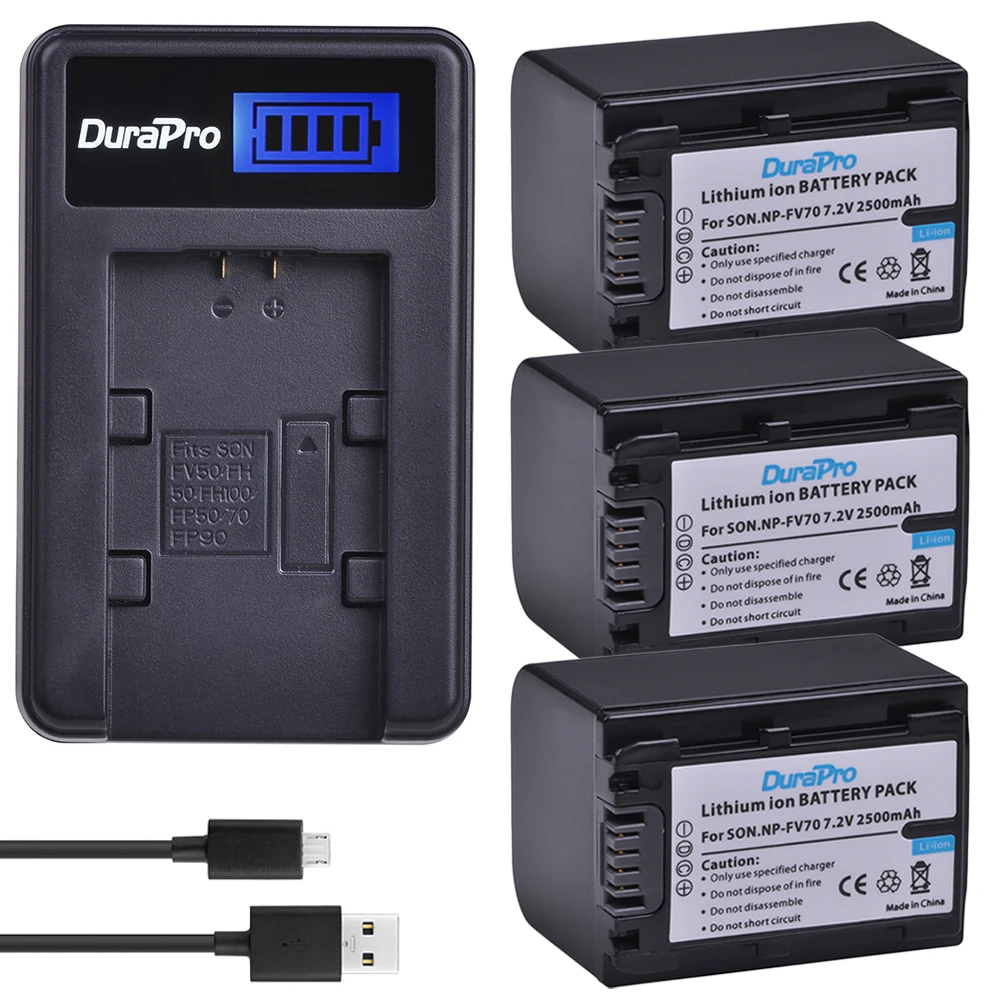 

3pcs NP-FV70 NP FV70 NPFV70 replecement battery + LCD USB Charger For Sony DCR-PJ5 DCR-PJ5E DCR-SR15 DCR-SR15E DCR-SR20 DCR-SR20