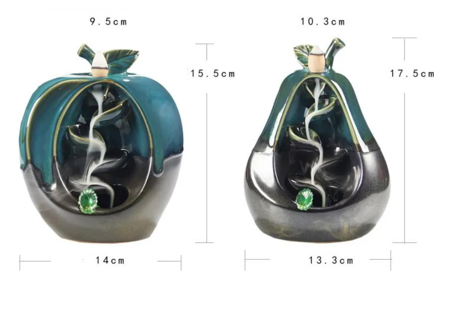 Яблока Груши Форма курильница для благовоний горелка водопад печь для ароматерапии курильница ладан держатель+ 20 шт пирамидки благовоний