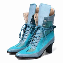 Новинка года; Роскошные качественные кожаные ботинки с пряжкой на толстой подошве; женские винтажные рыцарские сапоги; теплые женские ботинки до середины икры на плоской подошве