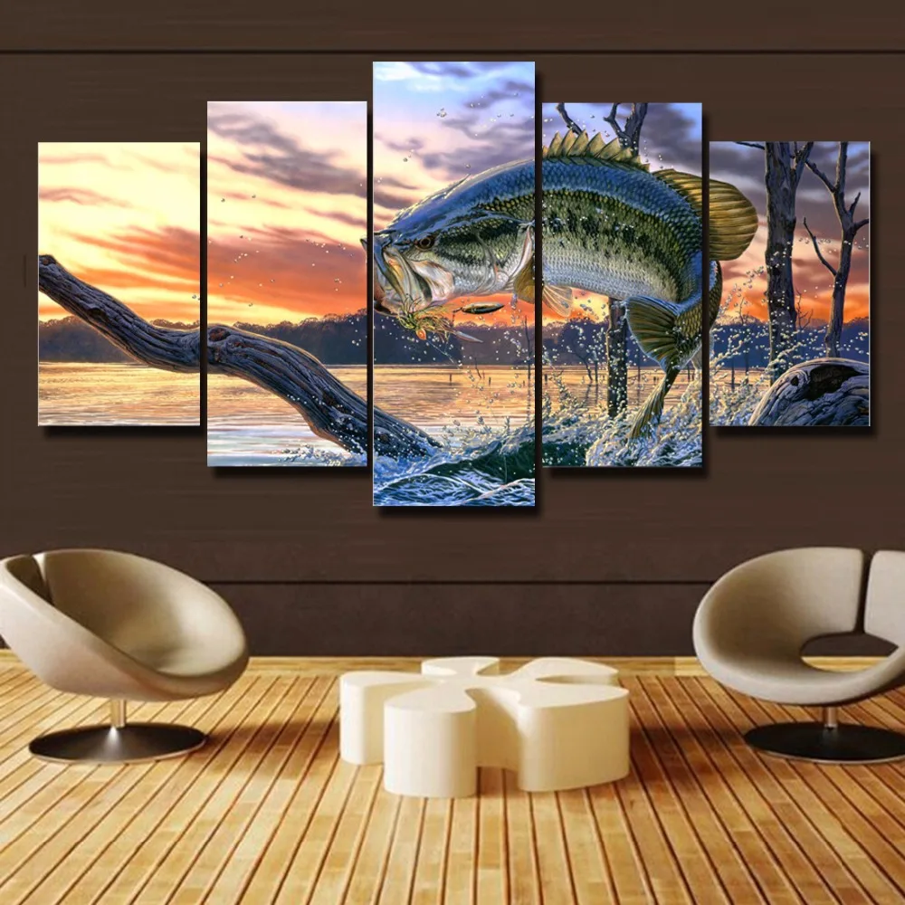 Online Get Cheap Bass Fishing Paintings Aliexpress Alibaba focus for The Most Incredible and Interesting bass fish home decor for House