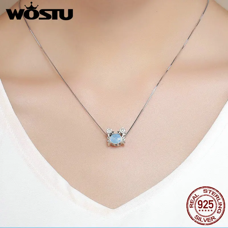 WOSTU 100% Стерлинговое Серебро 925 пробы прекрасный прозрачный CZ краб Очаровательные