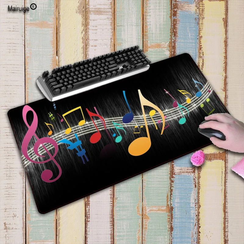Mairuige Musical Note Print Locking Edge Rubber Large Mousepad Computer