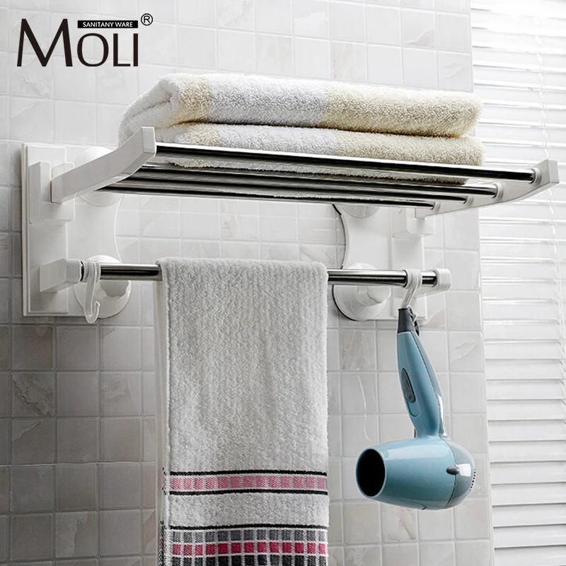Bathroom accessories wall mounted suction cup single layer bathroom towel rack with bar and hooks plastic towel holder free shipping single layer towel racks with hooks plastic towel holder wall powerful suction cup bathroom towel shelf