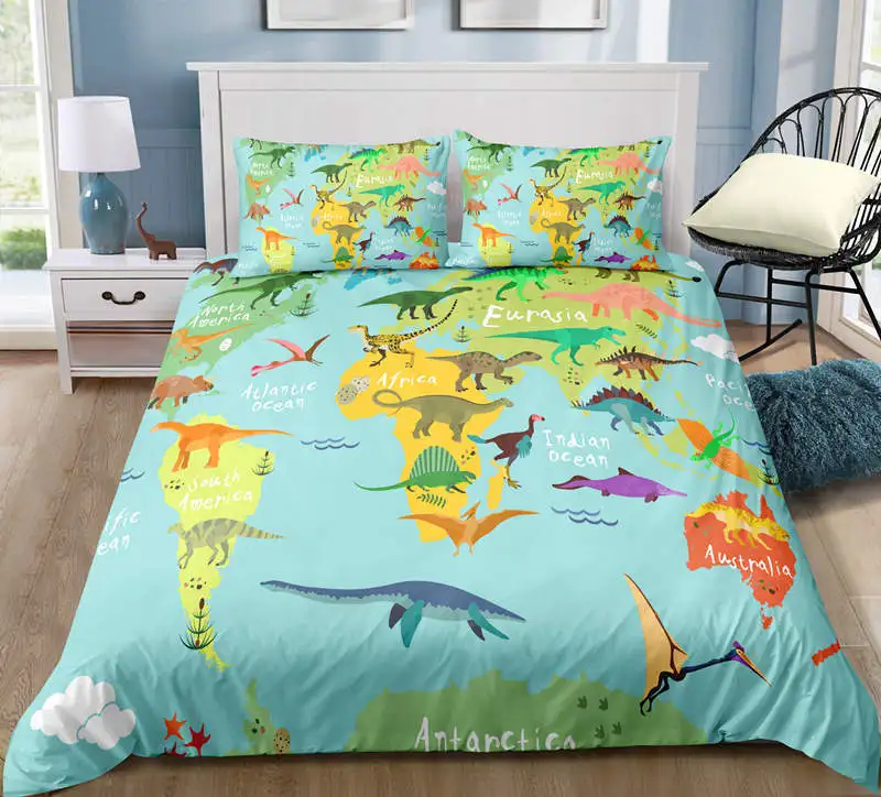 3D World Map Geography Pattern Printing Duvet Cover With Pillowcases Twin/ Queen/ King Bedding Set - Цвет: 6