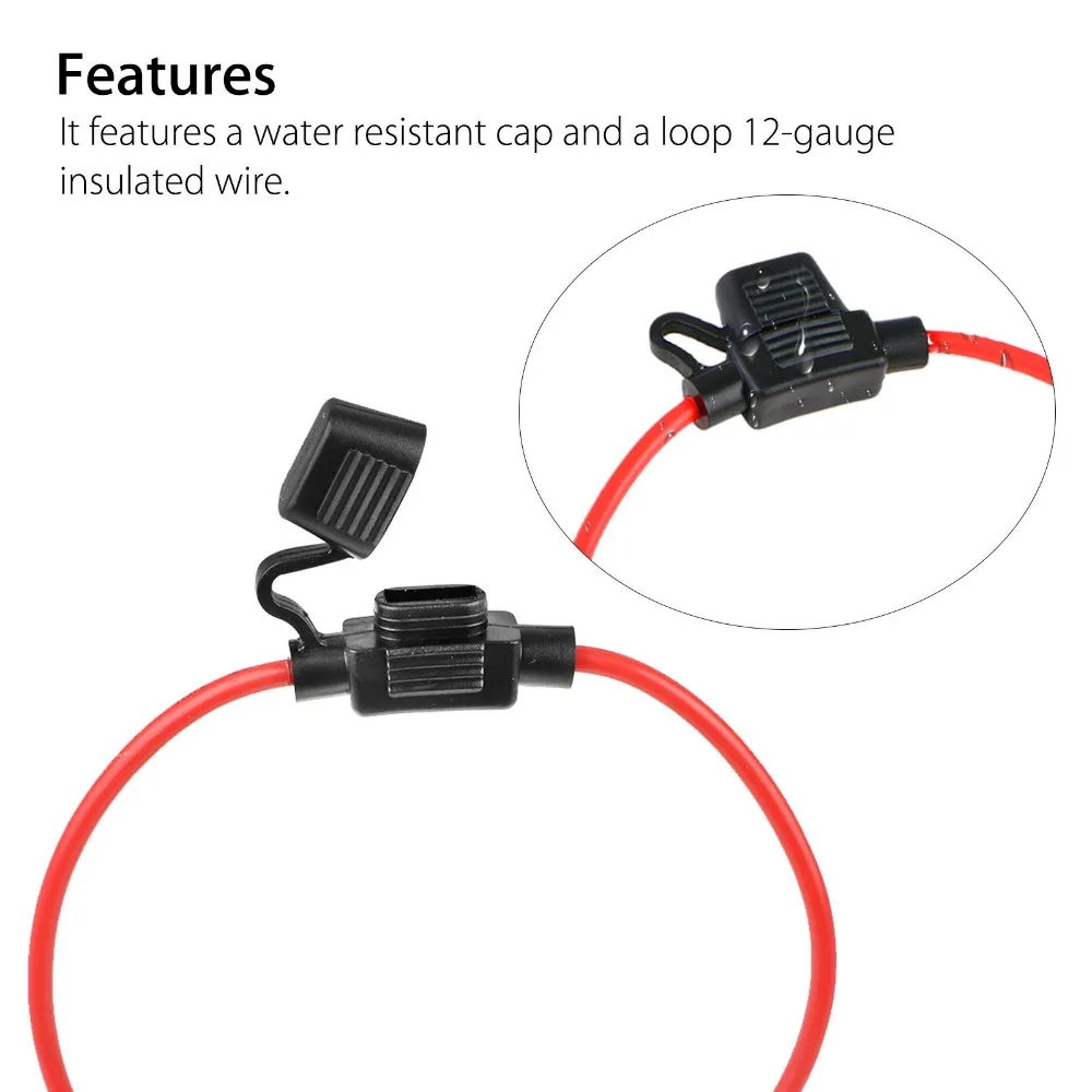 5Pcs 12AWG ATC 30AMP Automotive Waterproof In Line Mini Fuse Holder Blade Set