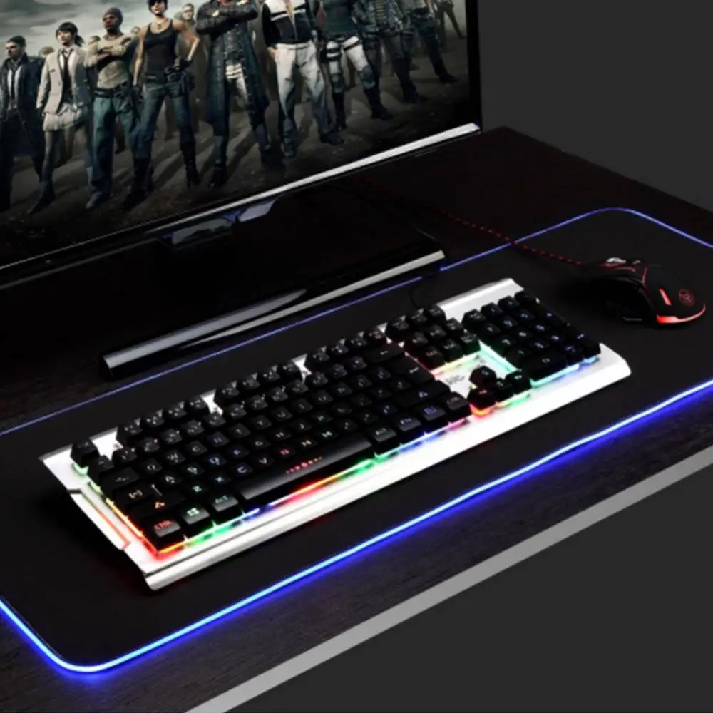 Светящийся красочный игровой коврик для мыши RGB негабаритный светящийся USB светодиодный расширенный коврик для клавиатуры PU нескользящий коврик для одеяла