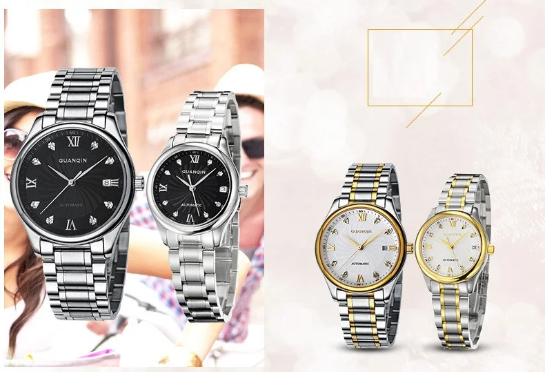 GUANQIN Luxury Lovers Watch Top Brand Women Men Watches Waterproof Sapphire Crystal 316L Stainless Steel Couple Watches 2 Pieces (12)