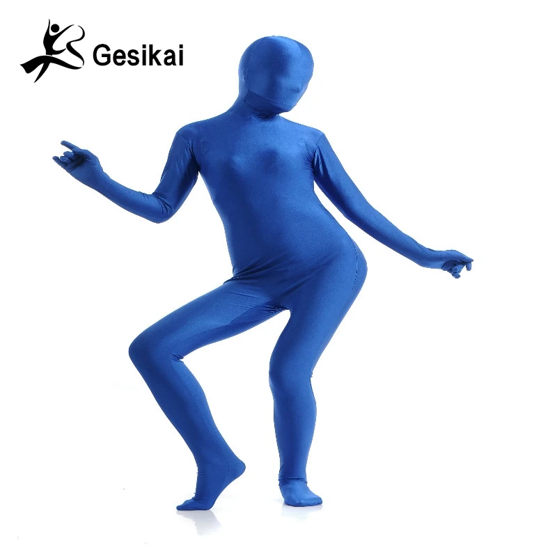 

Women's Spandex Zentai Full Bodysuit Dark Blue Lady Back Zipper Tights Dancewears Women's Catsuit Fancy Halloween Costumes