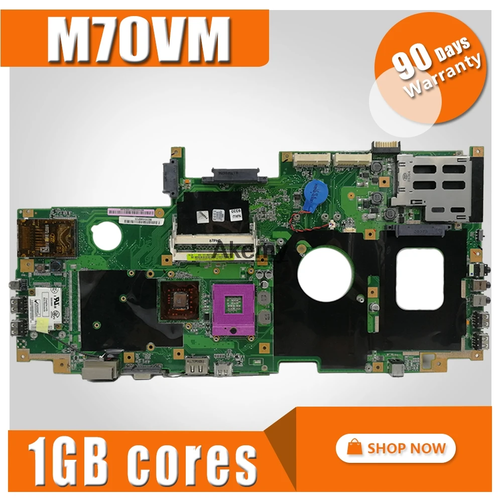 

M70VM Laptop motherboard for ASUS M70VM M70VN M70V Test original mainboard Support for plug-in independent 1GB graphics card