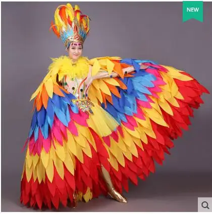 Ограниченная Новая роскошная сценическая одежда для певцов, платье для танцев с перьями - Цвет: Серебристый