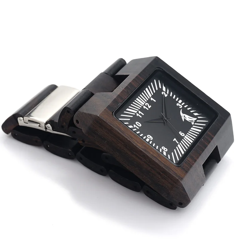 BOBO BIRD V-L23 Ebony Wooden Watch Mens Luxury Brand Design All Wood Quartz Wristwatch in Gift Box relojes mujer