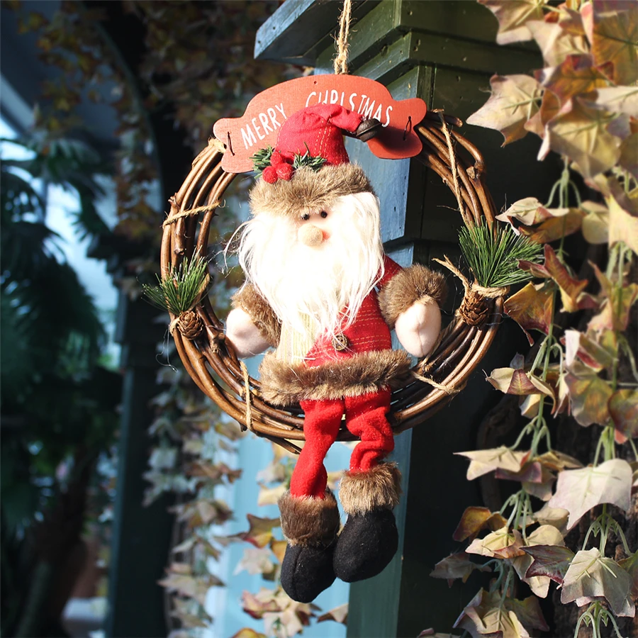 new christmas ornaments wooden christmas wreath ring pendant
