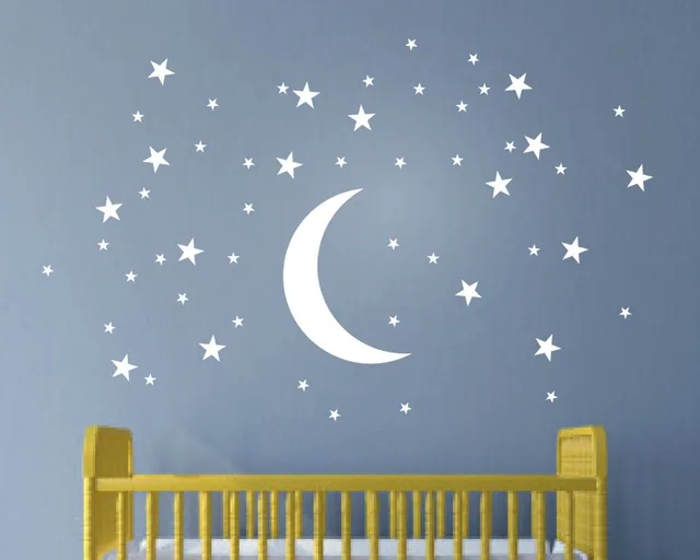 50 stars and moon